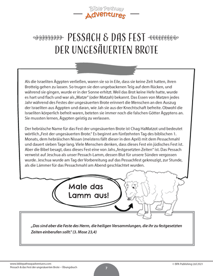 Pessach & das Fest der ungesäuerten Brote - Übungsbuch (PDF)