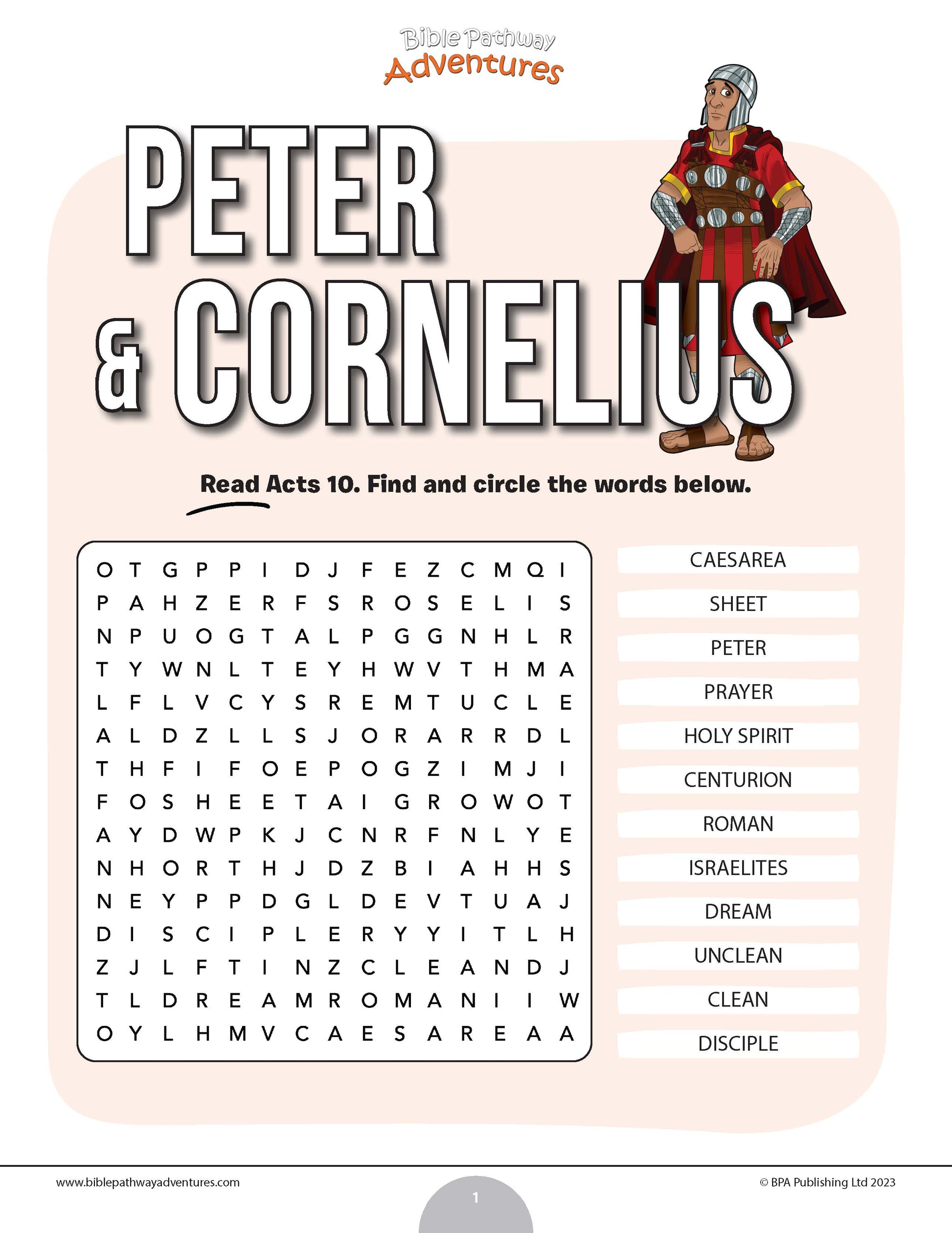 Peter & Cornelius word search