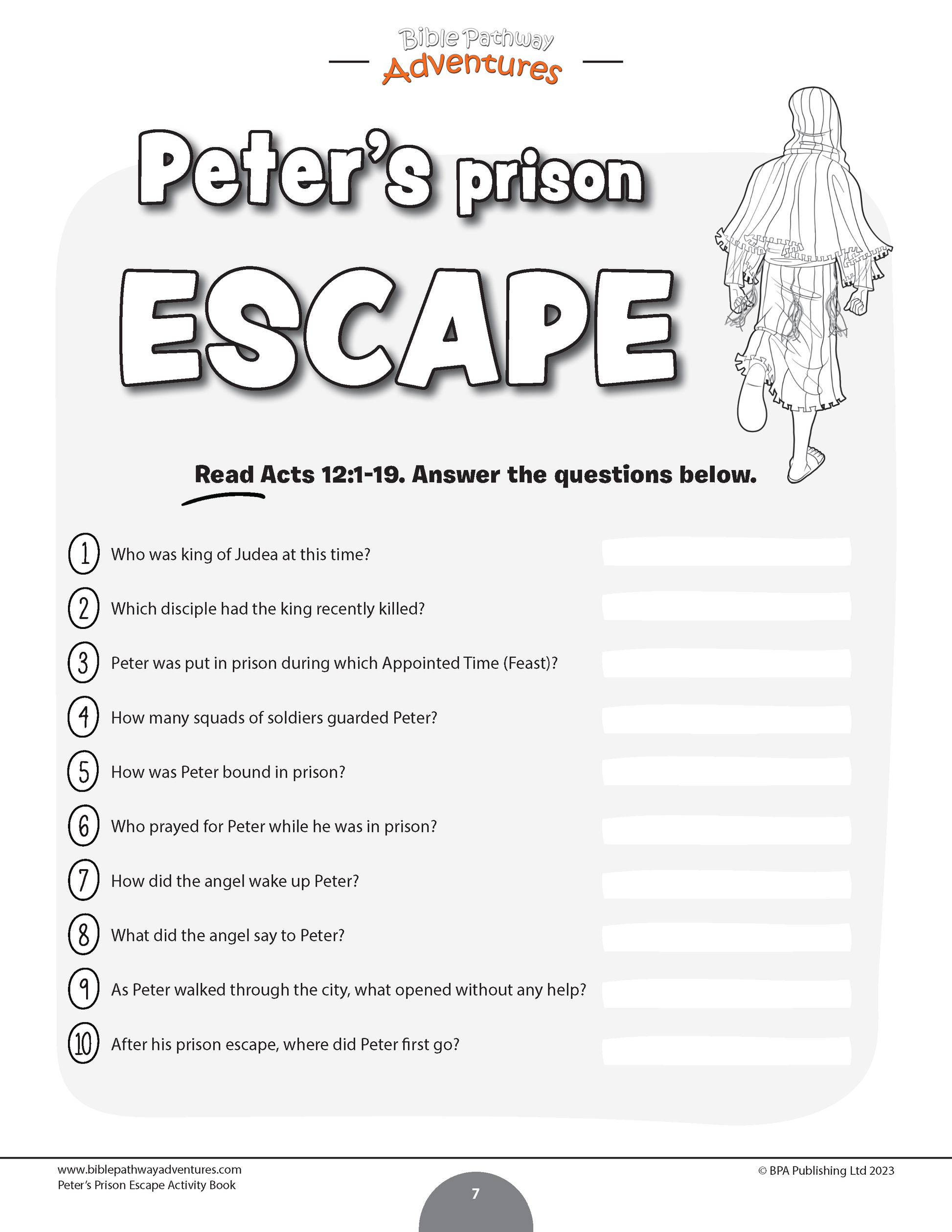 Peter's Prison Escape quiz  Bible lessons for kids, Bible quiz, Bible  study lessons