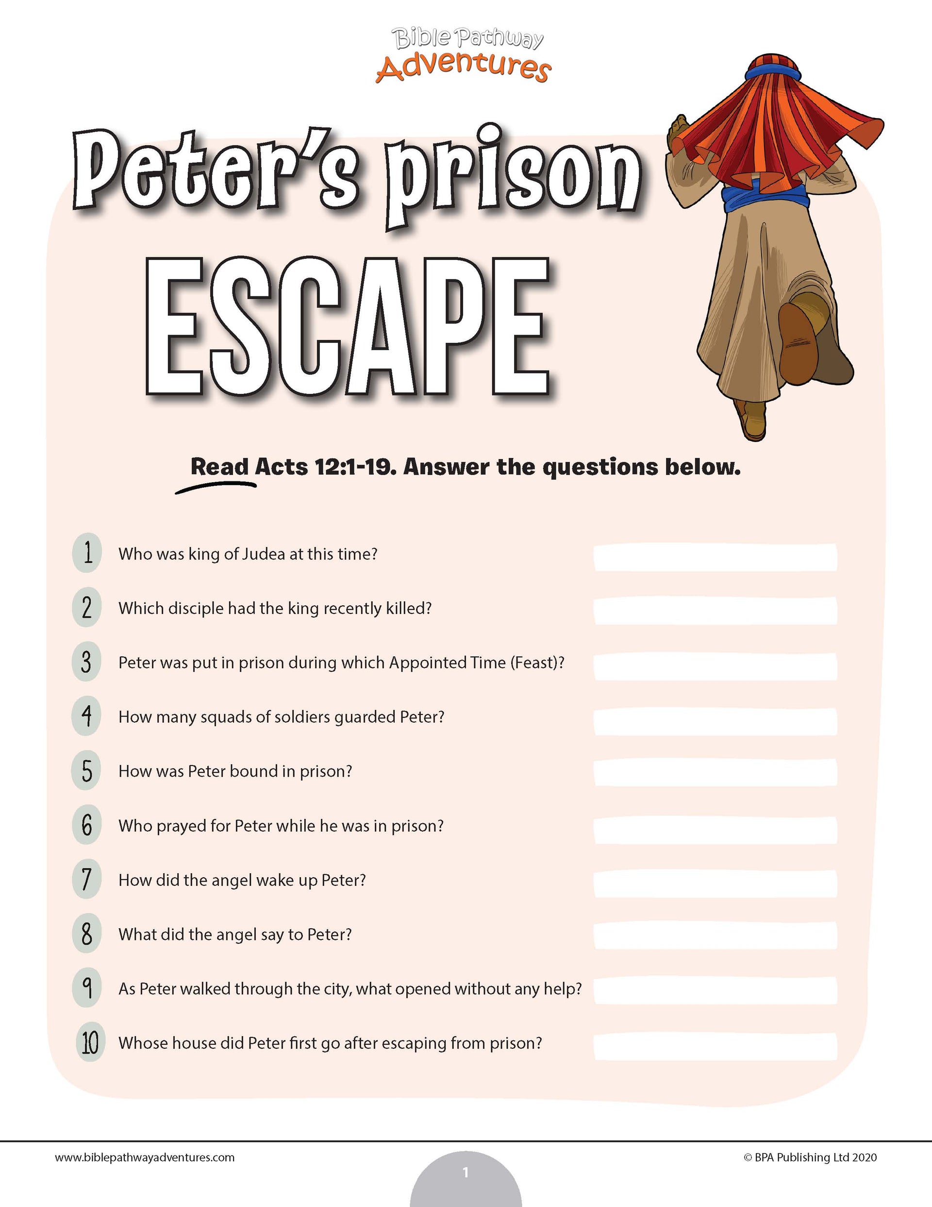 Peter's Prison Escape Activity Book (PDF) – Bible Pathway Adventures