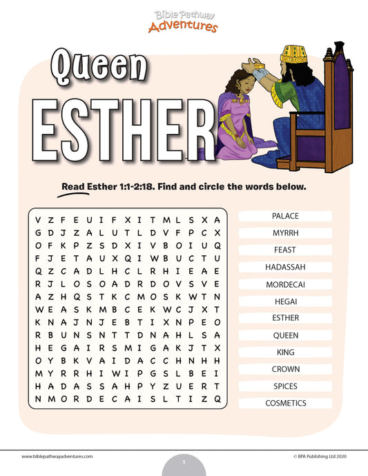 Sopa de letras de la reina Ester