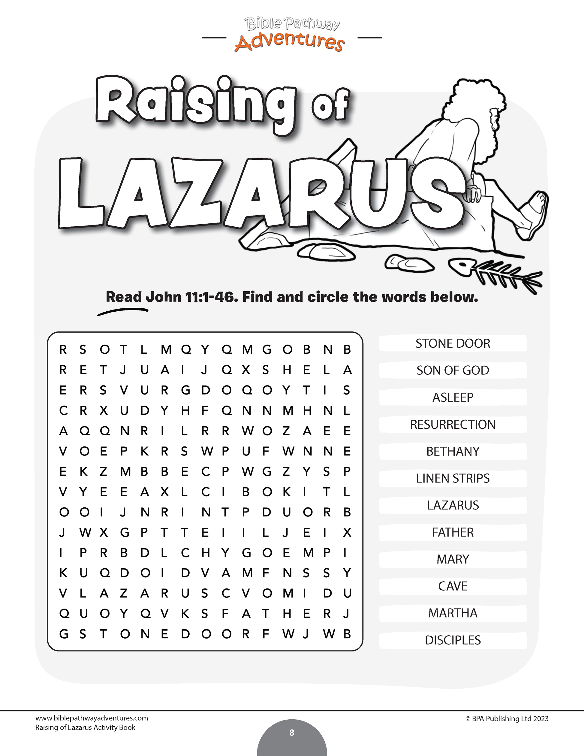 Jesus Raises Lazarus Activity Sheets