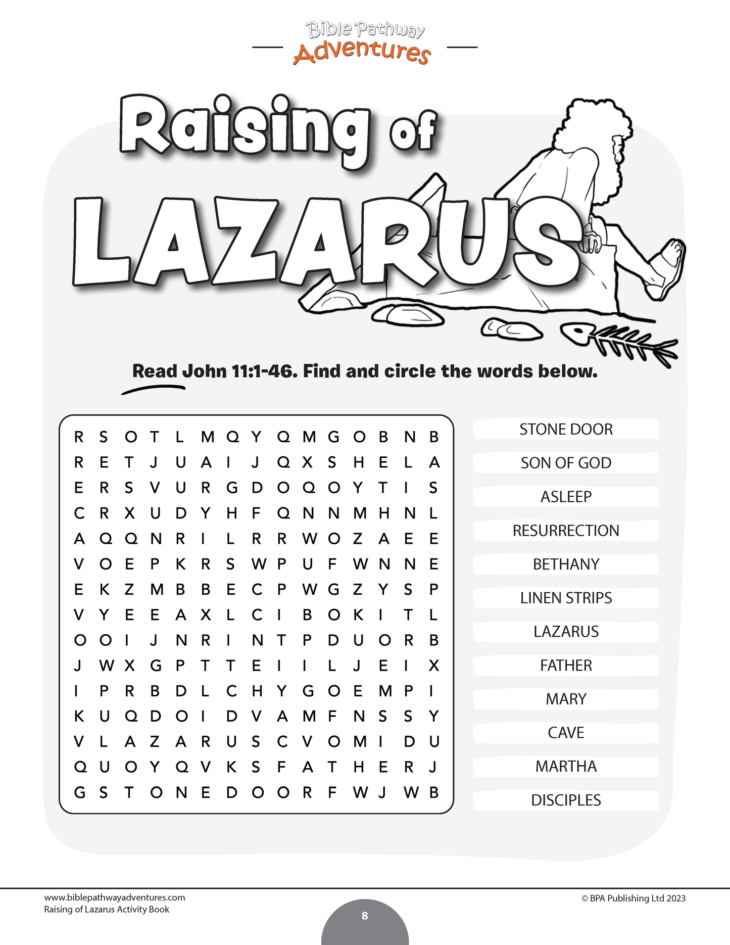 Raising of Lazarus Activity Book (PDF)