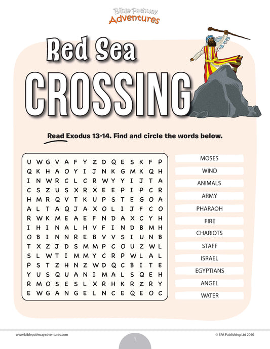 Cruce del Mar Rojo sopa de letras