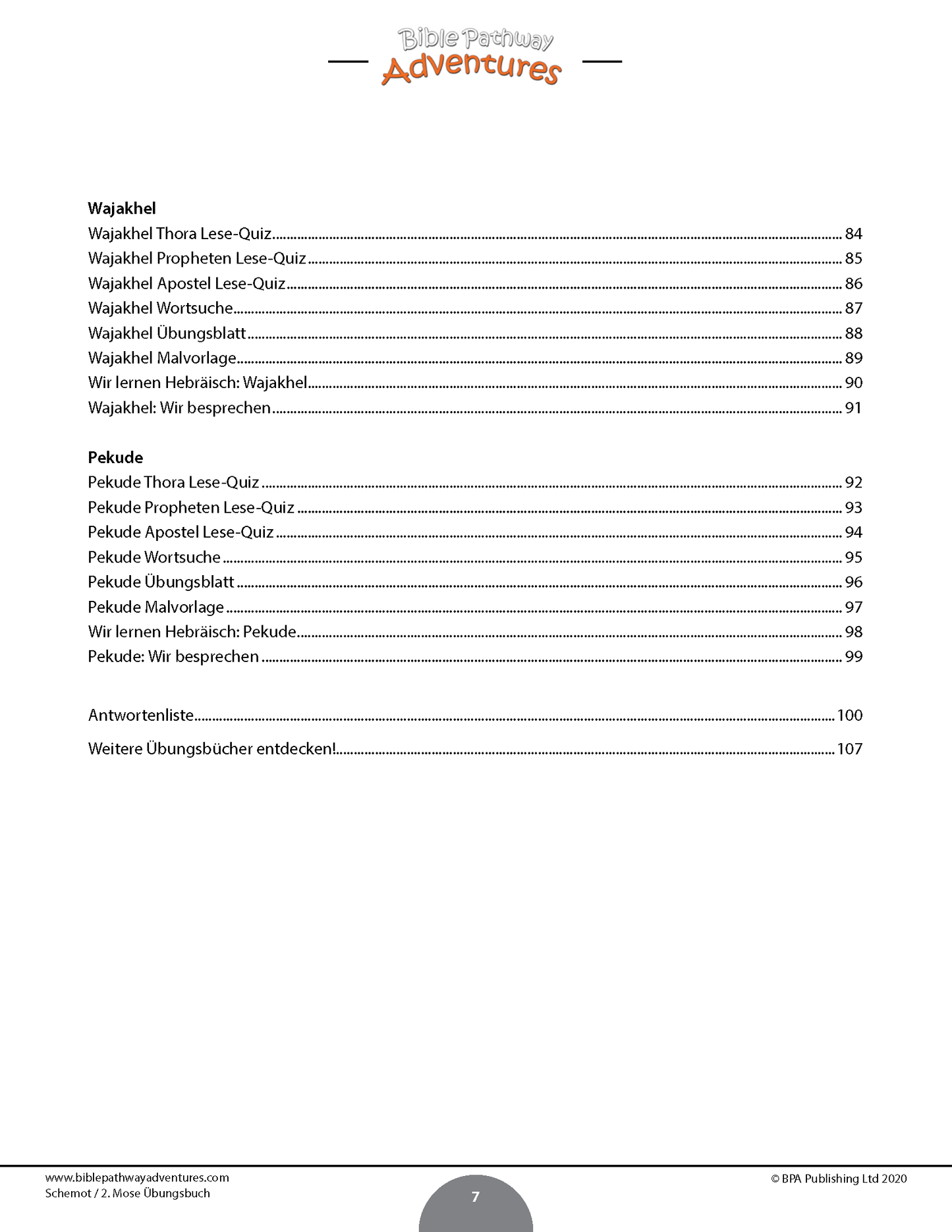 Schemot / 2. Mose Übungsbuch (PDF)