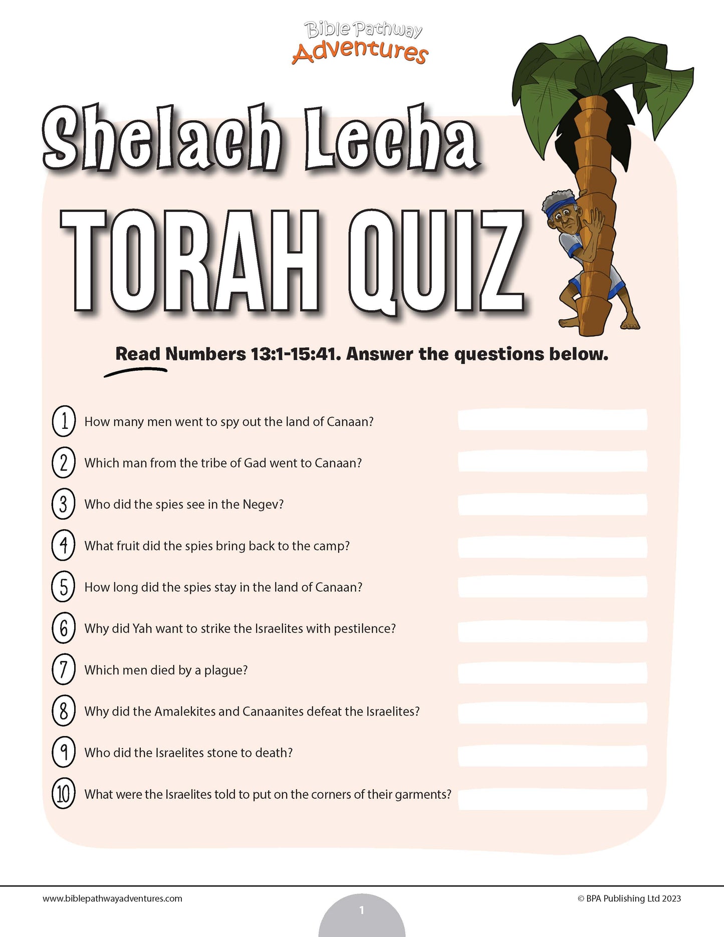 Shelach Lecha Torah quiz (PDF)