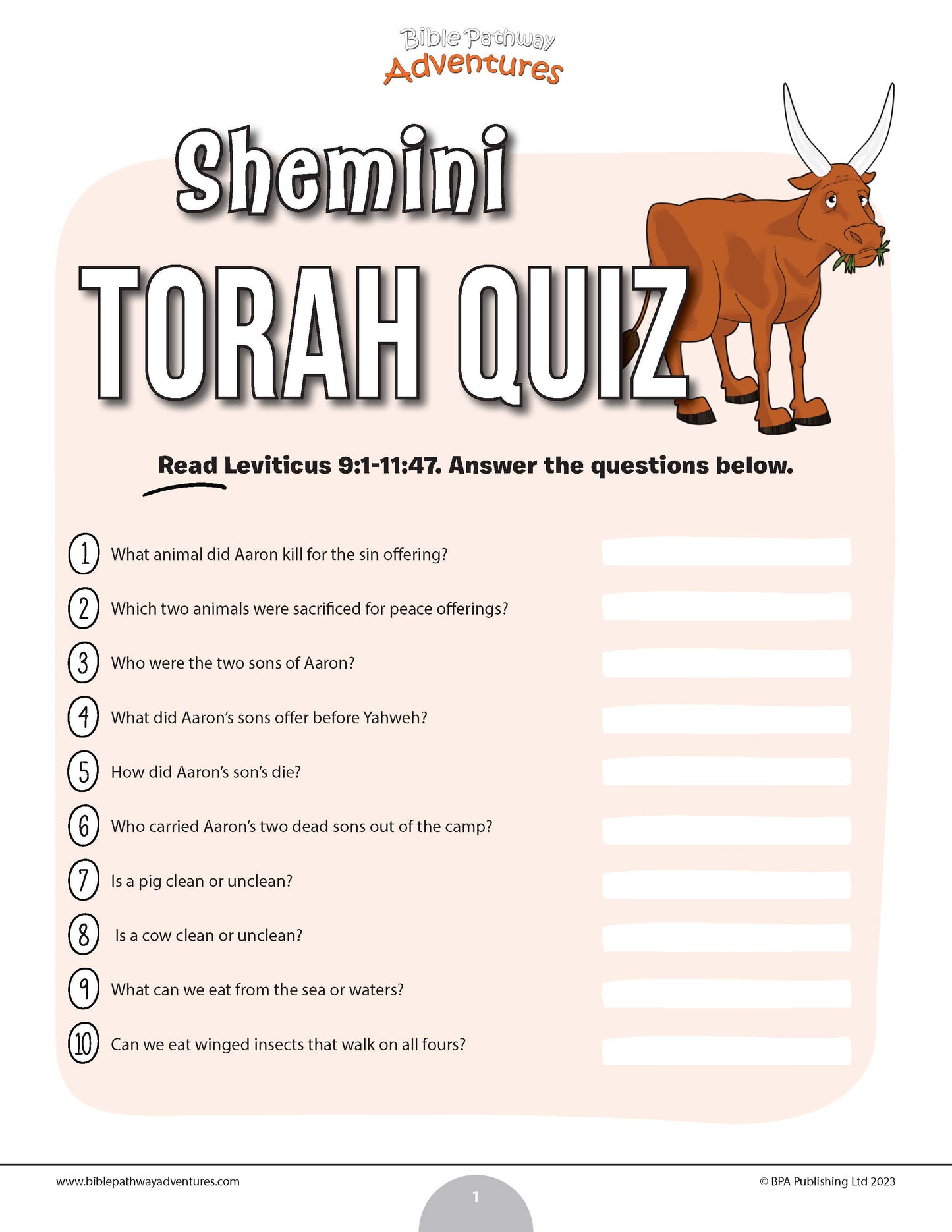 Shemini Torah quiz (PDF)