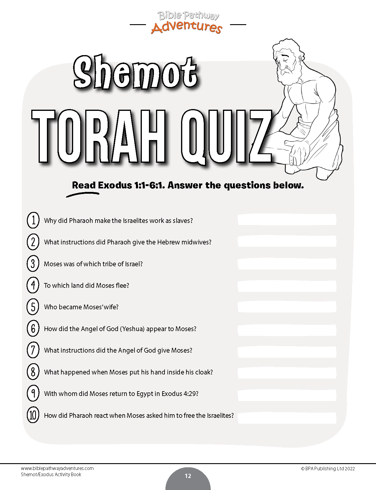 Shemot / Exodus Torah Portion Activity Book (PDF)