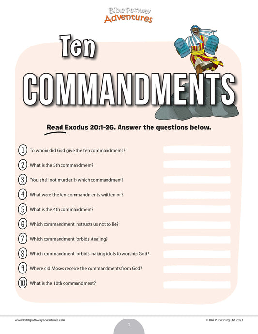 Ten Commandments quiz (PDF)