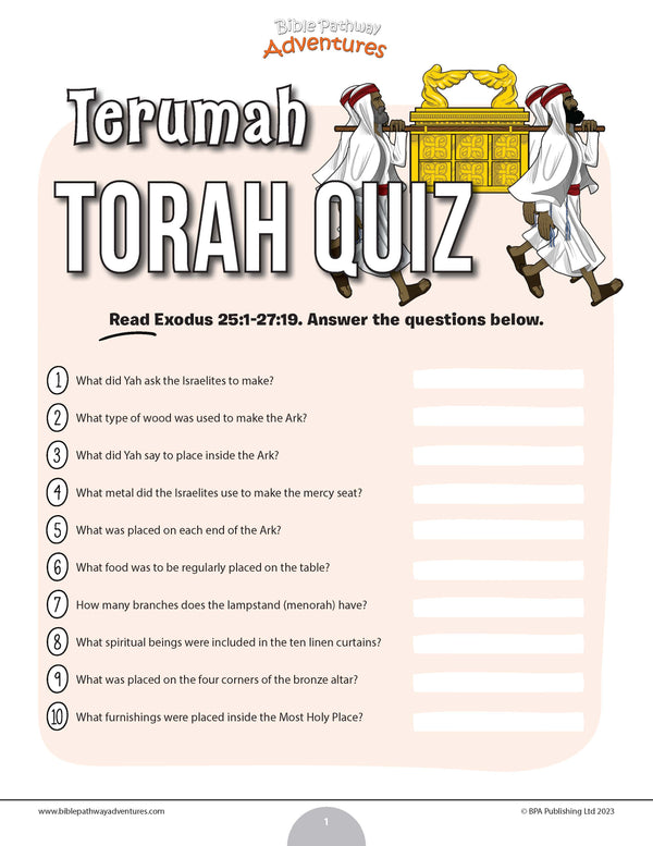Terumah Torah quiz (PDF) Bible Pathway Adventures