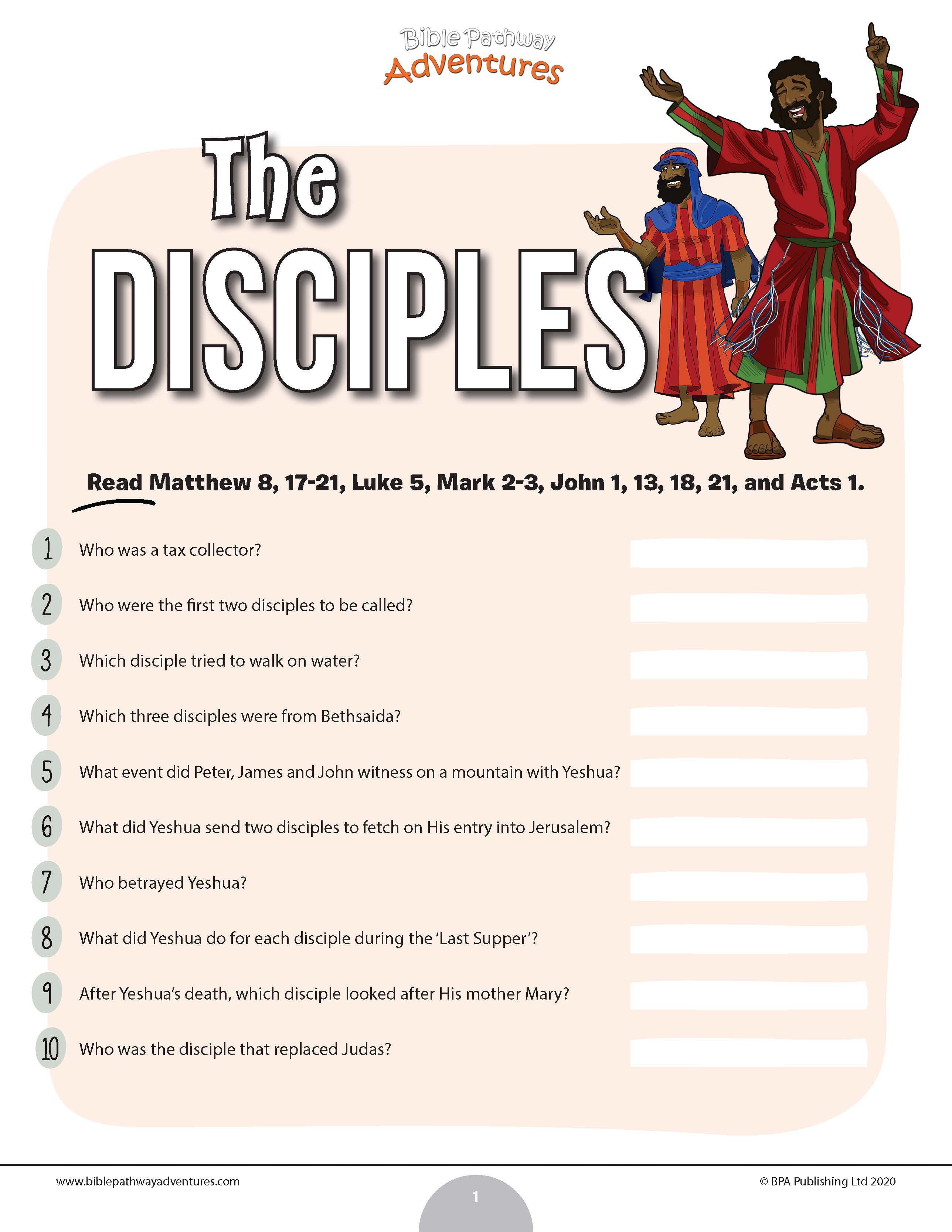 The Disciples quiz (PDF) – Bible Pathway Adventures