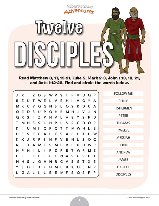Twelve Disciples word search (PDF)