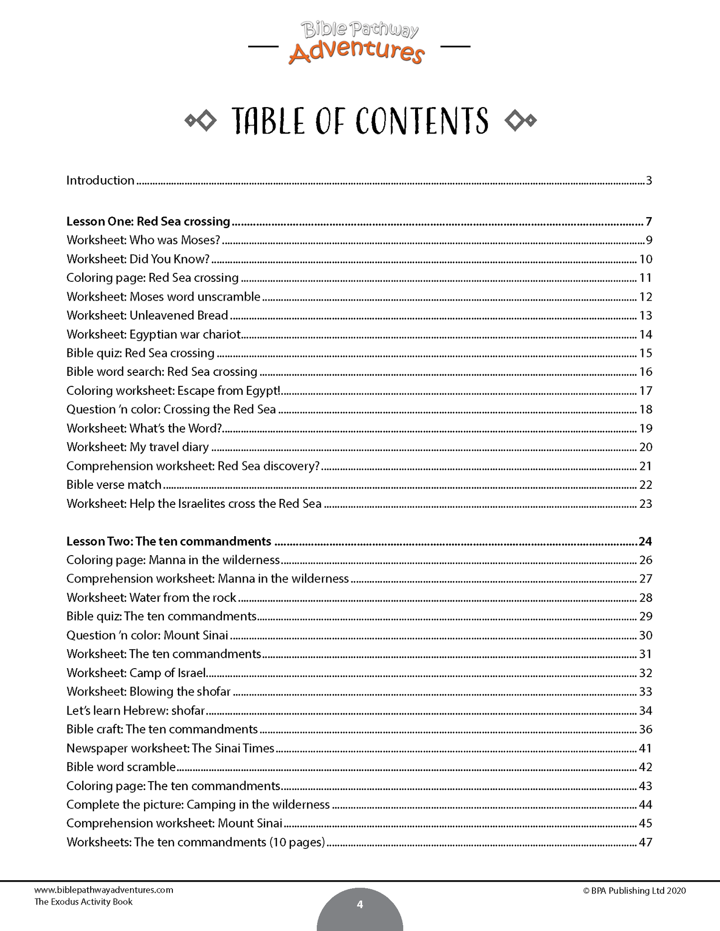 The Exodus Activity Book (PDF)