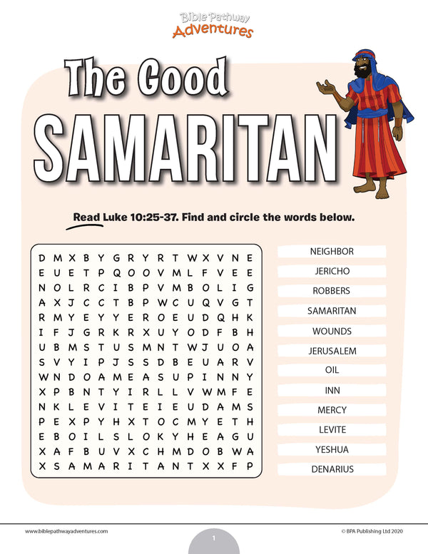 The Good Samaritan word search (PDF) Bible Pathway Adventures