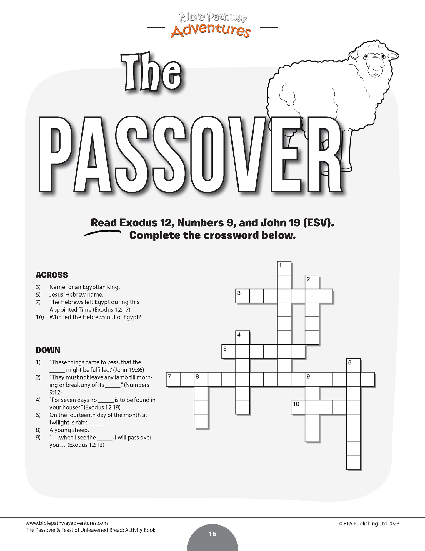Passover & Feast of Unleavened Bread Activity Book