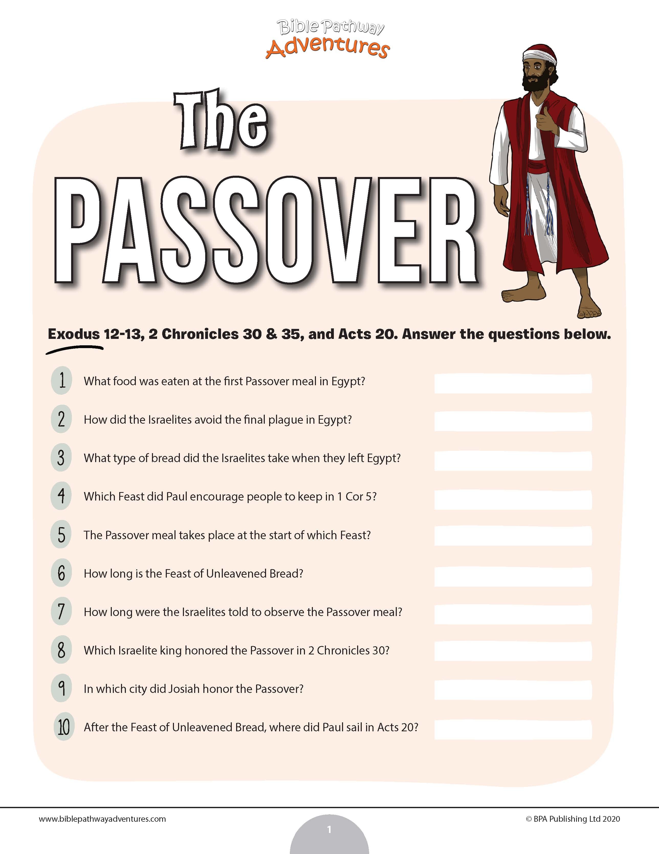 The Passover Quiz (PDF) – Bible Pathway Adventures