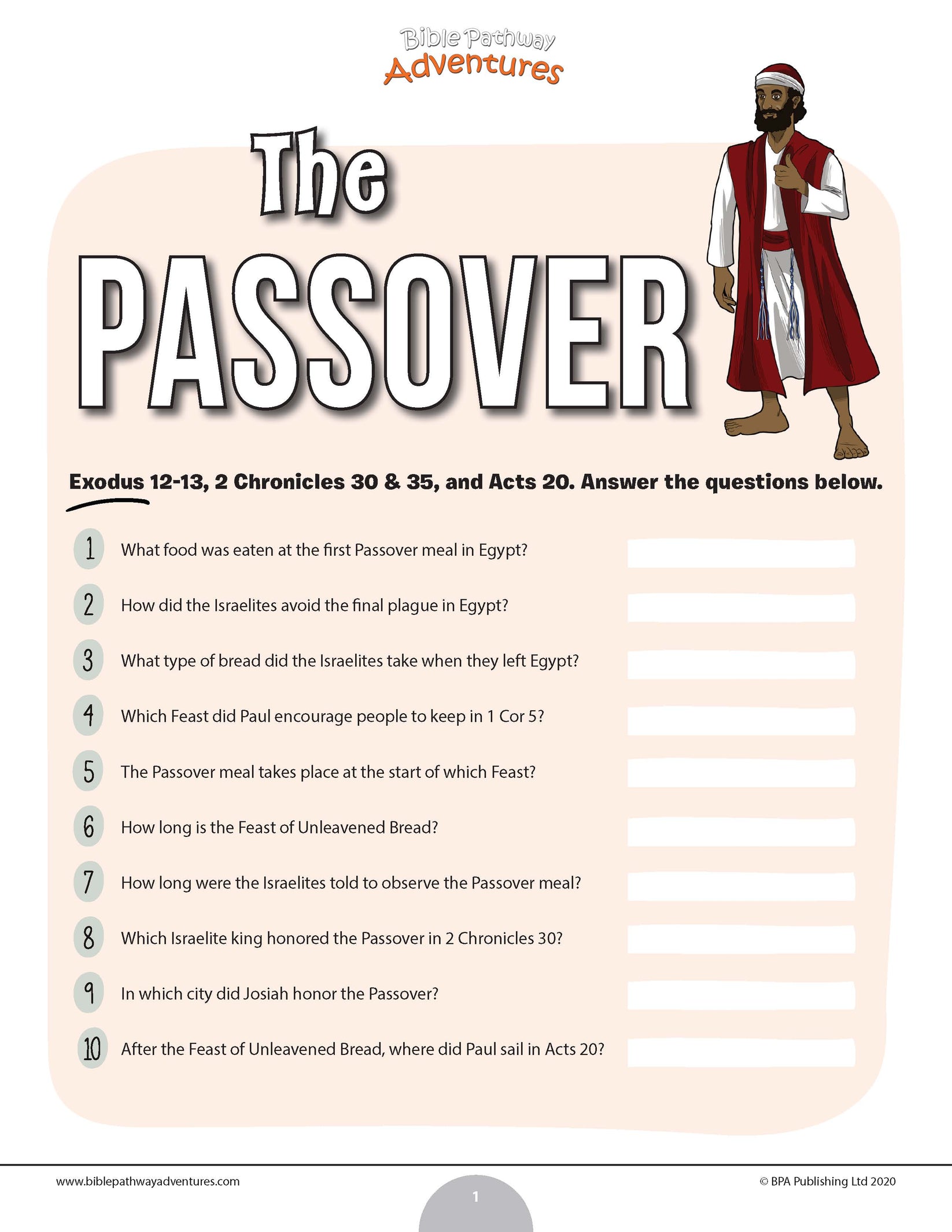 The Passover quiz (PDF) Bible Pathway Adventures