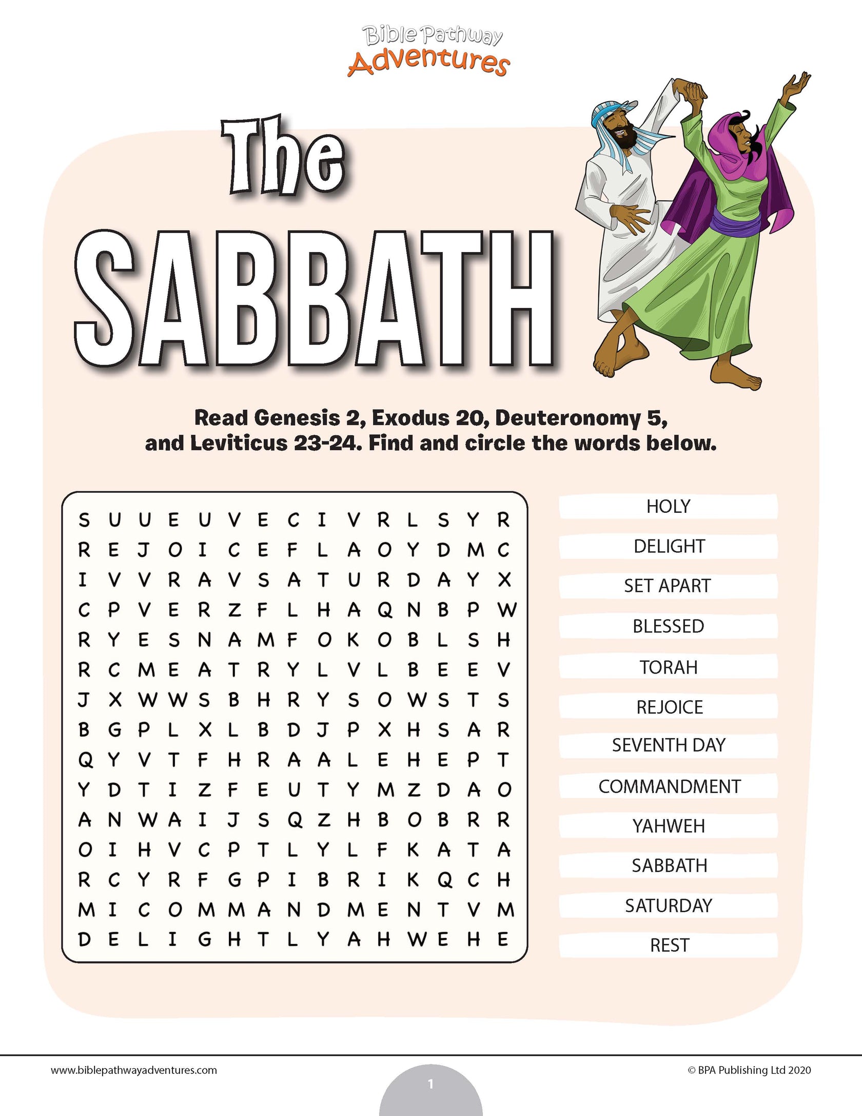 The Sabbath word search (PDF) – Bible Pathway Adventures