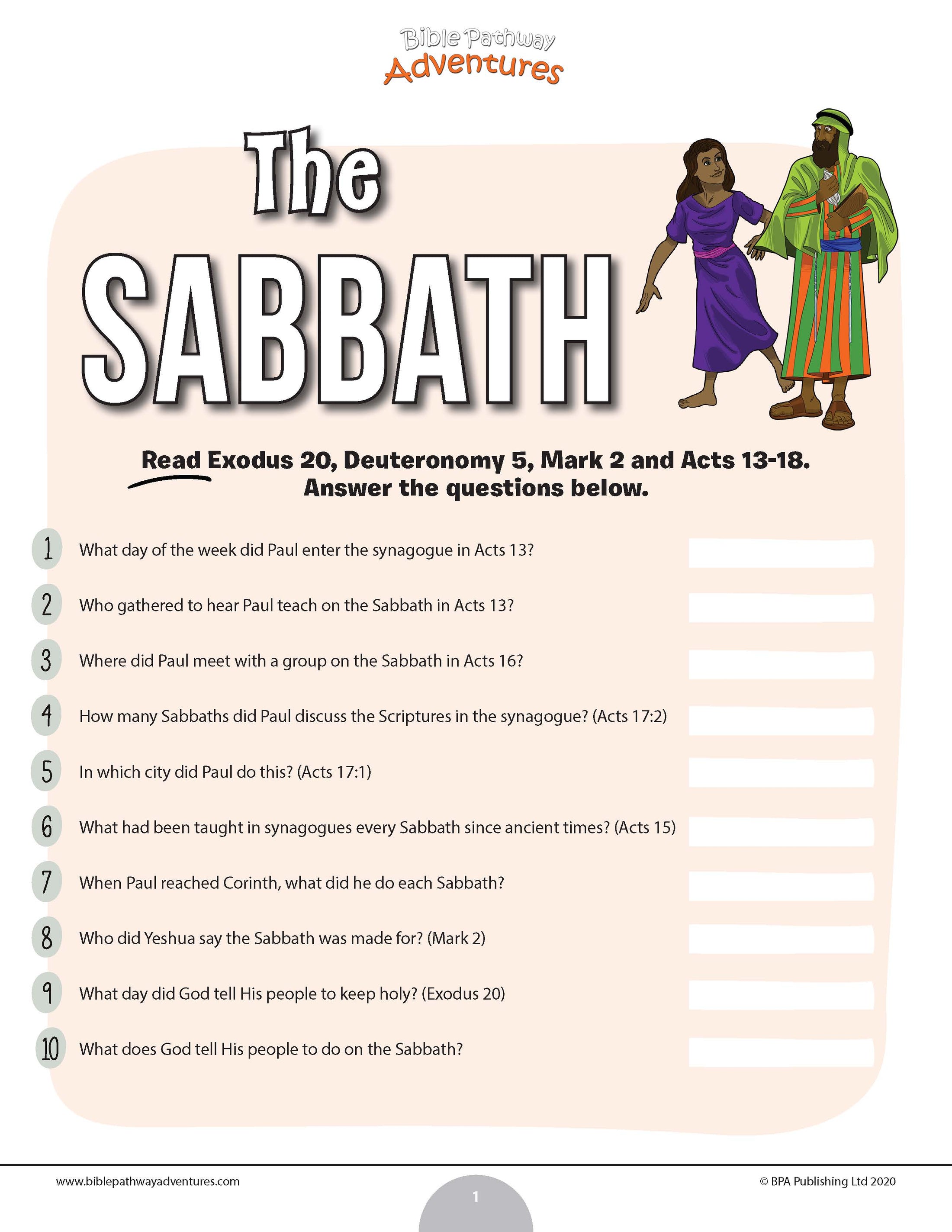 The Sabbath quiz (PDF) – Bible Pathway Adventures