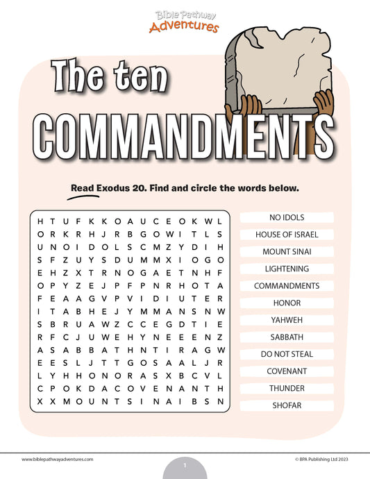 The Ten Commandments word search