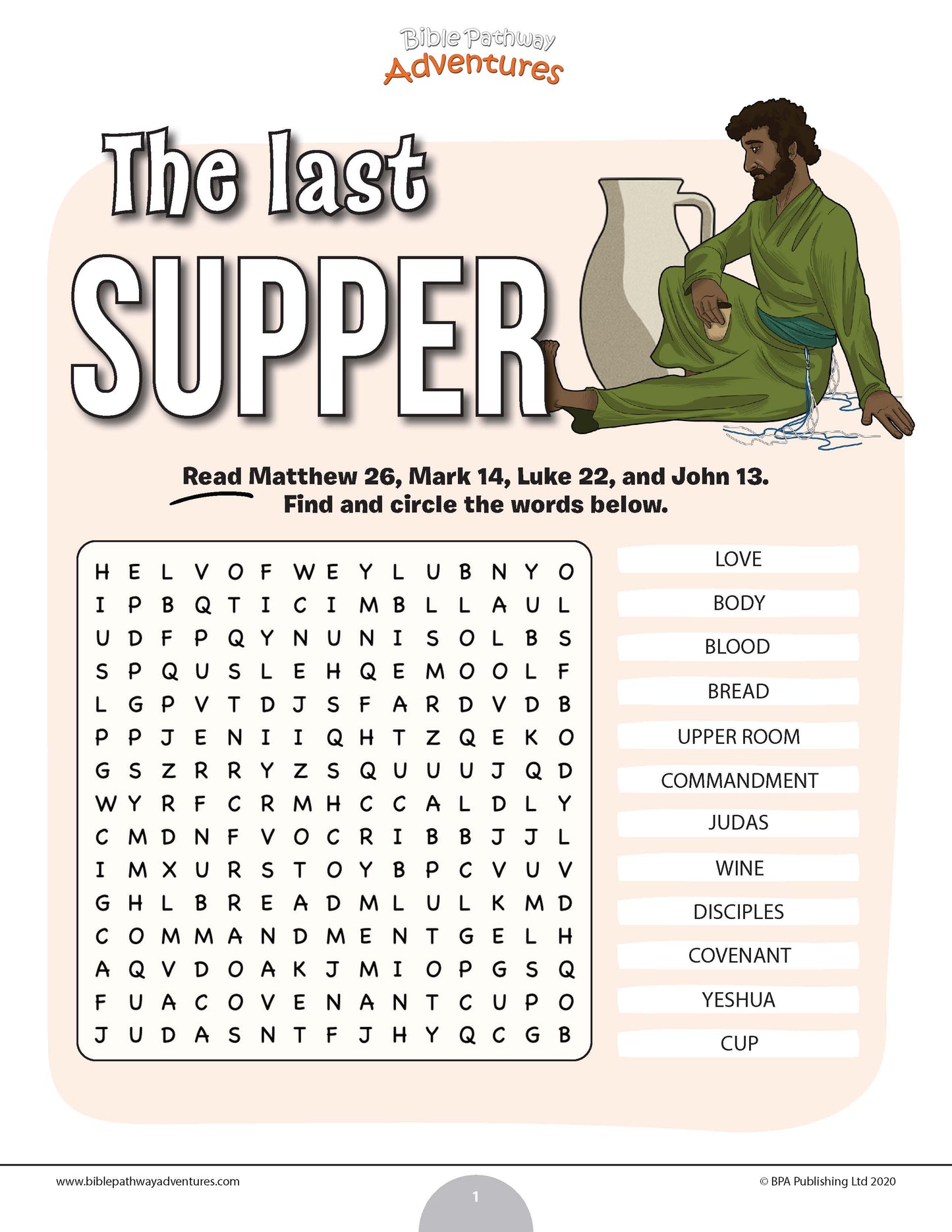 The Last Supper word search