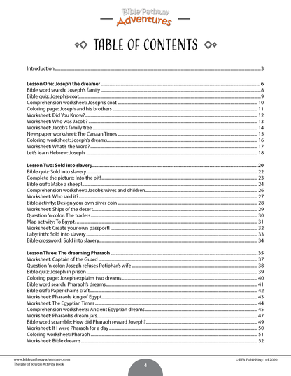 The Life of Joseph Activity Book (PDF)