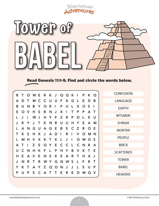 Tower of Babel word search (PDF)