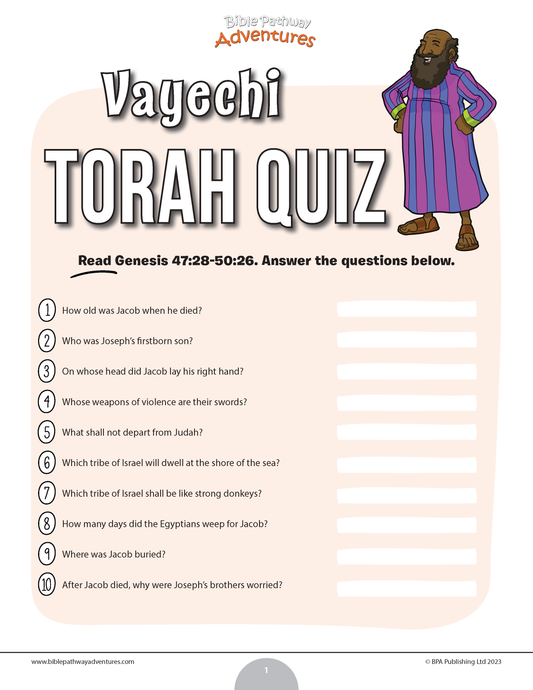 Vayechi Torah quiz (PDF)