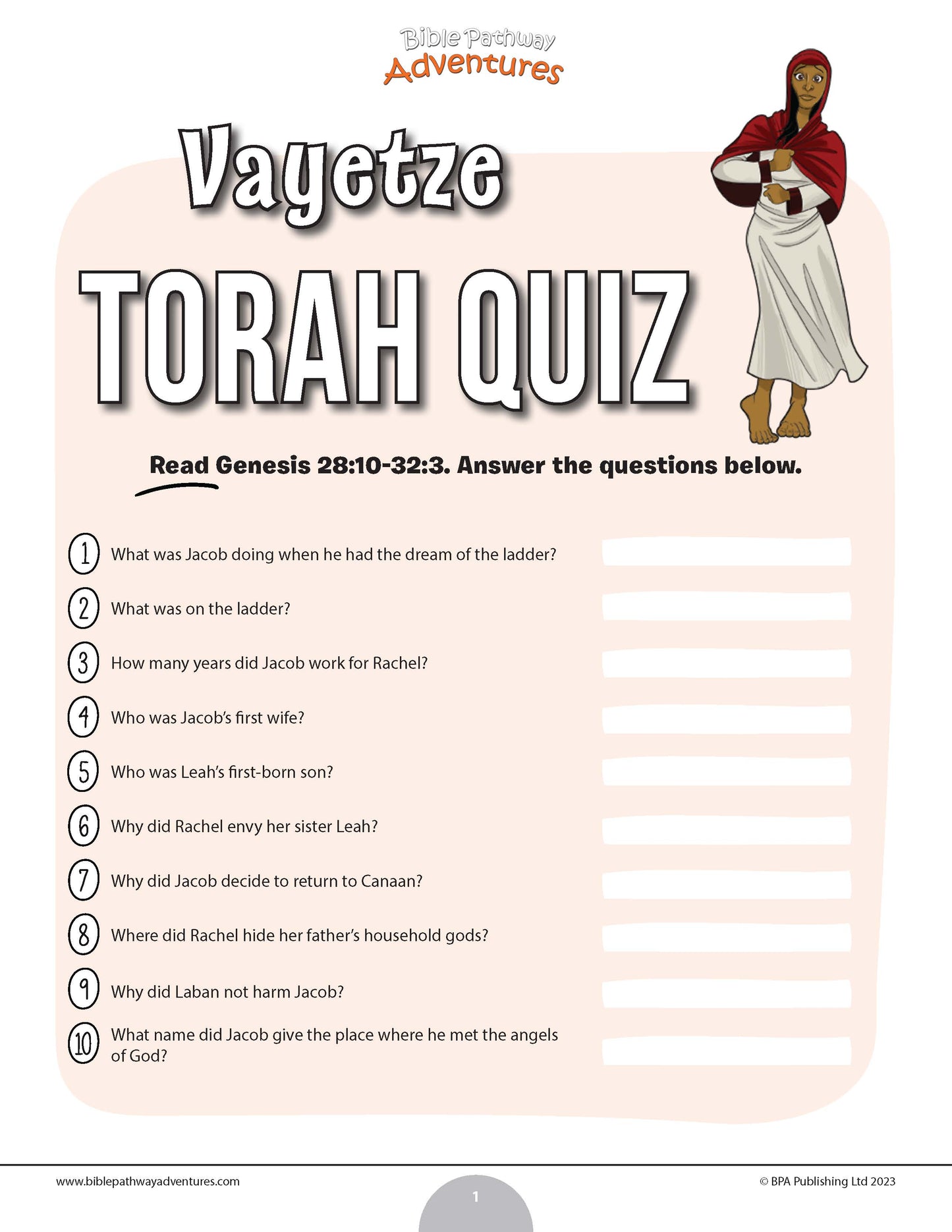 Vayetze Torah quiz (PDF)