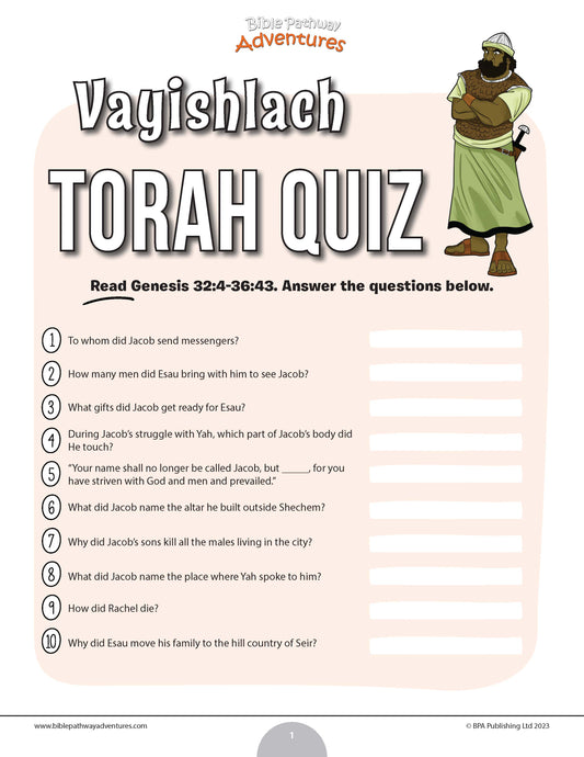 Vayishlach Torah quiz (PDF)