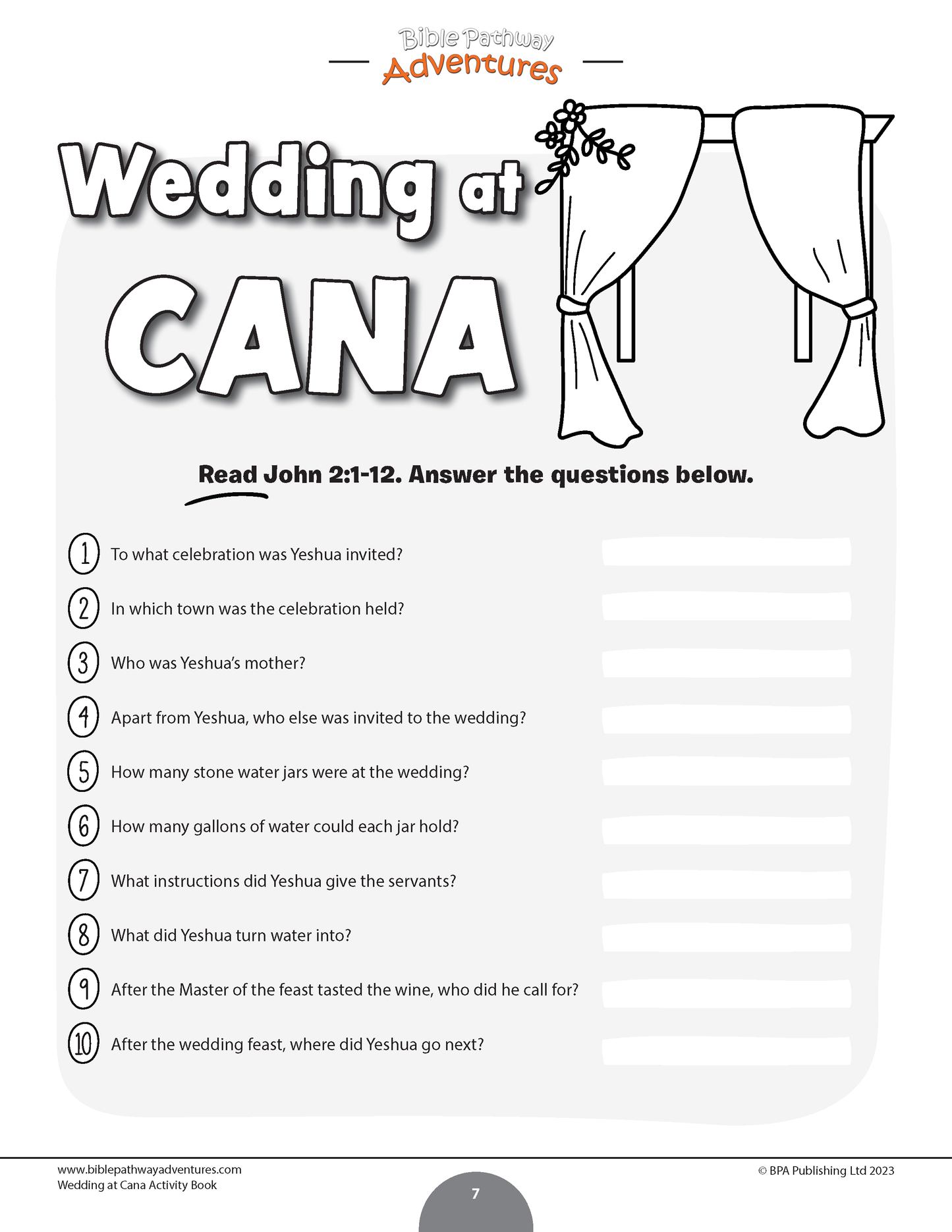 Wedding at Cana Activity Book (PDF)