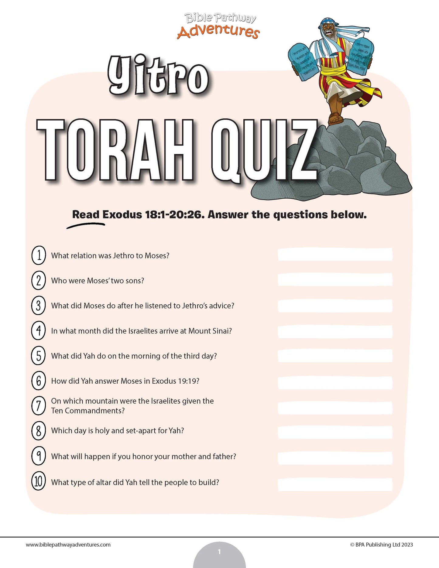 Yitro Torah quiz (PDF)
